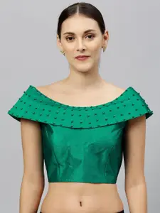 Amrutam Fab Embellished Boat Neck Silk Saree Blouse