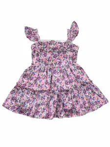 Doodle Girls Floral Print Tiered Fit & Flare Dress