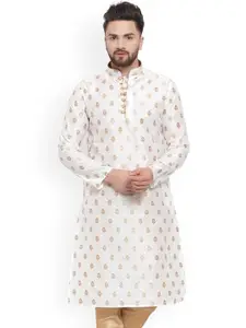 Larwa Ethnic Motifs Printed Mandarin Collar Jacquard Kurta