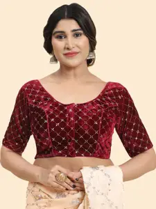 Kasak Embellished Padded Velvet Saree Blouse