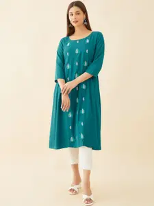 Maybell Floral Embroidered Pleated A-Line Kurta