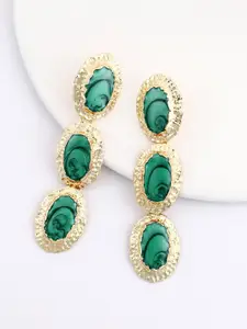 Bellofox Gold Plated Green Contemporary Drop Earrings