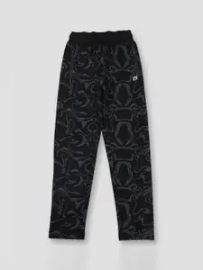 Gini and Jony Boys Printed Mid-Rise Cotton Track Pants