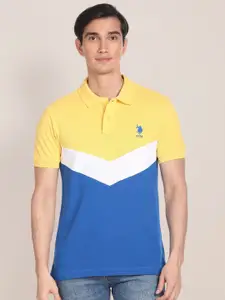 U.S. Polo Assn. Colourblocked Polo Collar Pure Cotton T-shirt