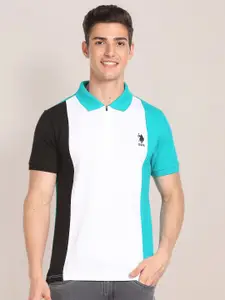 U.S. Polo Assn. Colourblocked Cotton Polo T-shirt