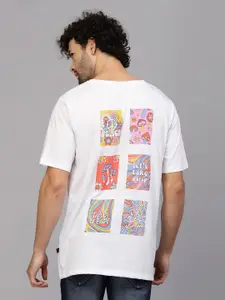 Rigo Drop Shoulder Conversational Printed Cotton Oversized T-Shirt