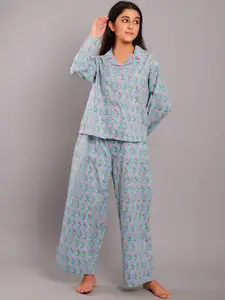 GAURANCHE Foral Printed Pure Cotton Night suit