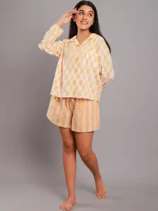 GAURANCHE Floral Printed Pure Cotton Night Suit