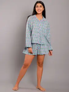 GAURANCHE Floral Printed Pure Cotton Night suit