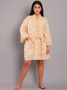 GAURANCHE Floral Printed Pure Cotton Knee Length Robe