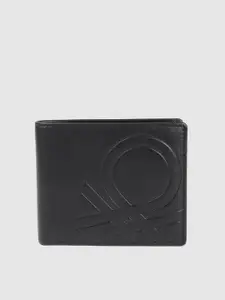 United Colors of Benetton Men Brand Logo Design Leather Two Fold Wallet