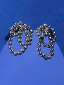 SOHI Silver-Plated Contemporary Drop Earrings