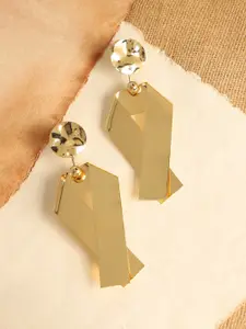 SOHI Gold-Plated Contemporary Drop Earrings
