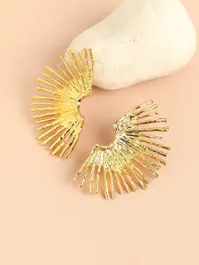 SOHI Gold-Toned Contemporary Studs Earrings