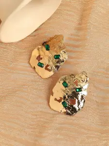 SOHI Gold-Toned Artificial Stones Stud Earrings