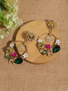 SOHI Gold-Toned Floral Chandbalis Drop Earrings