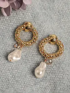 SOHI Gold-Plated Circular Drop Earrings