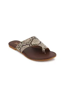 The Roadster Lifestyle Co. Brown Printed One Toe Flats