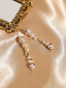 SOHI Silver-Toned Contemporary Drop Earrings