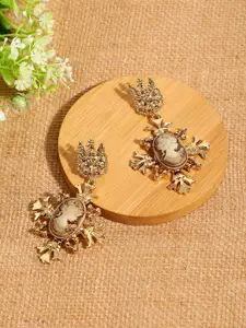 SOHI Gold-Plated Contemporary Drop Earrings