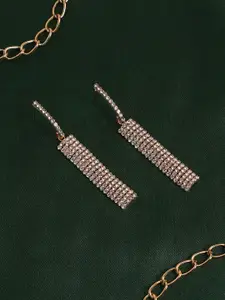 SOHI Gold-Plated Contemporary Drop Earrings