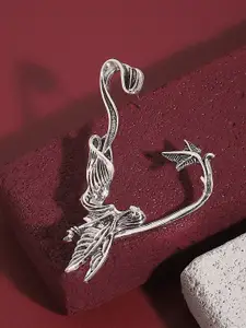 SOHI Silver-Plated Contemporary Ear Cuff Earrings