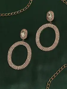 SOHI Gold-Toned Oval Drop Earrings