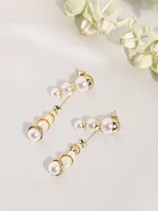 SOHI Gold-Plated Contemporary Drop Earrings