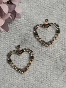 SOHI Gold Toned Heart Shaped Studs Earrings
