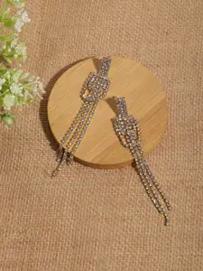 SOHI Gold-Plated Contemporary Drop Earrings