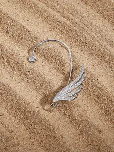 SOHI Silver-Plated Feather Shaped Ear Cuff Earring