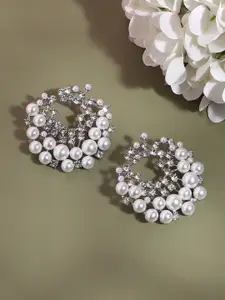 SOHI Silver Toned Circular Studs Earrings
