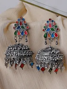 TEEJH Oxidised Dome Shaped Jhumkas Earrings