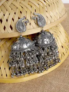 TEEJH Dome Shaped Oxidised Jhumkas