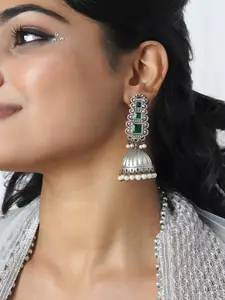 TEEJH Oxidised Dome Shaped Jhumkas