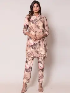 ZARI Floral Printed Tunic Top With Trouser Co-Ord Set