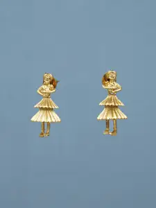 Diksha collection Gold-Plated Dome Shaped Drop Earrings