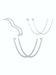 RUHI COLLECTION Set Of 3 Silver-Plated Anklets