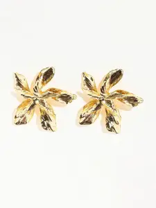 XPNSV Gold-Plated Floral Studs Earrings