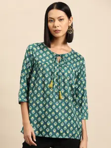 all about you Ethnic Motifs Print Pure Cotton Pleated Kurti