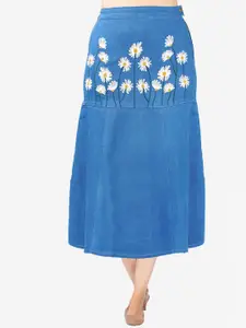 SUMAVI-FASHION SUMAVI-FASHION Floral Embroidered A-Line Maxi Skirt