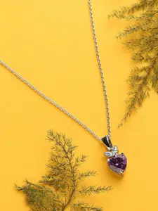 DressBerry Silver-Plated Silver-Toned & Purple Brass Necklace