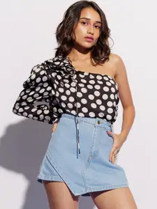 FREAKINS Mid-Rise Denim Diagonal Skorts