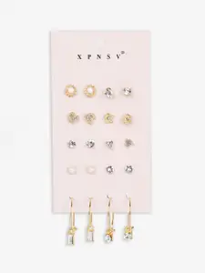 XPNSV Set Of 10 Stone-Studded Contemporary Studs Earrings