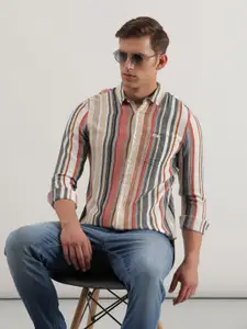 Lee Slim Fit Vertical Striped Cotton Casual Shirt