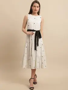 Just Wow Geoemetric Print Georgette Fit & Flare Midi Dress