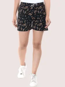 StyleAOne Women Mid-Rise Conversational Printed Shorts