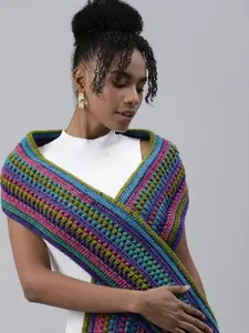 Magic Needles Self Design Acrylic Scarf