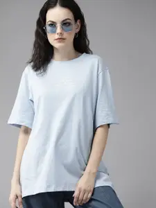 The Roadster Lifestyle Co. Pure Cotton Oversized Drop-Shoulder Sleeves Longline T-shirt