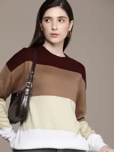 French Connection Self-Design Colourblocked Pullover